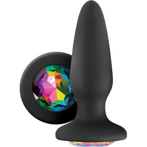 Zwarte Siliconen Buttplug met Glanzende Steen