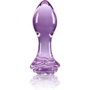 Crystál Premium Glass - Glazen buttplug met roos - Roze