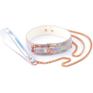 Cosmo Bondage - Holografische halsband met ketting