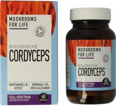 MushroomsForLife - Biologische Cordyceps - Paddenstoel Capsules - 60 stuks - Vegan - Gecertificeerd