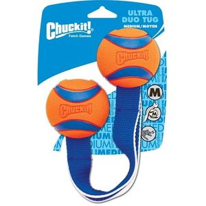 Chuckit! Ultra Duo Tug - Hondenspeelgoed - Apporteerspeelgoed - Nylon/Rubber - Medium - Ø6 cm - Blauw/Oranje