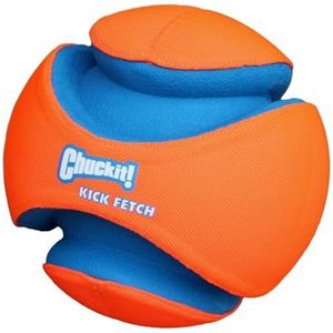 Chuckit Kick Fetch, hondenspeelgoed te volgen, hondenvoetbal, Large, Blauw/Oranje