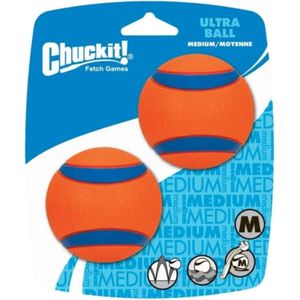 Chuckit! Ultra Ball - Hondenbal - Rubber - Drijvend - Maat M - 6 cm - Oranje - 2 stuks