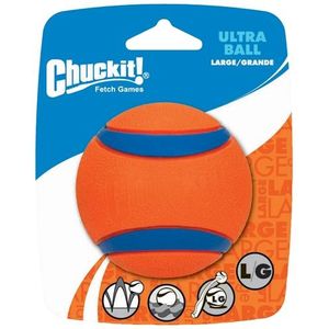 Chuckit! Ultra Ball – Hondenspeelgoed – Hondenbal – Apporteerspeelgoed – L – Ø 7 cm – Oranje/Blauw - 1 Stuks