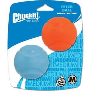 Chuckit! Fetch Ball - Hondenspeelgoed - Hondenbal - Natuurlijk Rubber - Small - Ø5 cm - Oranje/Blauw - 2 Stuks
