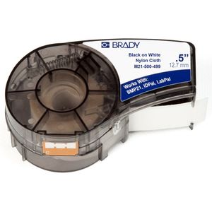 Brady M21-500-499 tape nylonweefsel zwart op wit 12,7 mm x 4,88 m (origineel)