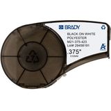 Brady - M21-375-423 Tape - Polyester - Zwart op Wit - 9,53 mm x 6,40 m