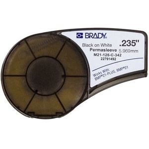 Brady - PermaSleeve - Etikettenrol - Zwart-op-Wit - 5,97 mm x 2,13 m - Kunststof