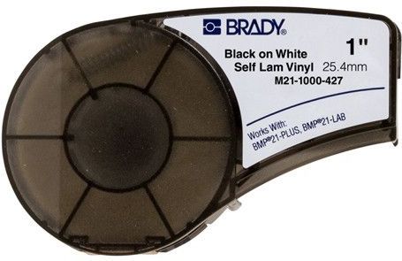 Brady - B-427 - Etikettenrol - Wit - 25,4 mm breed, 4,3 m lang, Zelfklevend, Vochtbestendig, Slijtvast