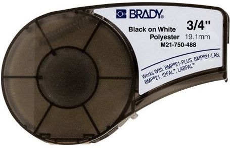 Brady - M21-750-488 - Tape - Zwart op Wit - Polyester - 19,1mm x 6,4m