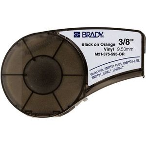 Brady Vinyl Label Tape voor Label Printer M211 & M210 - Zelfklevende Vinyl Printer Labels - Industriële Label Tape voor Kabel/Naam Labels - Zwart op Oranje (9,53mm x 6,40m) - M21-375-595-OR