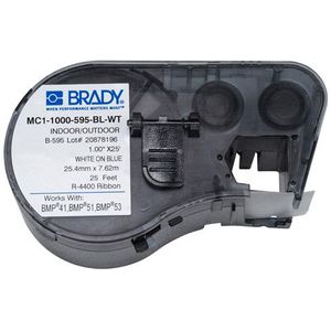 Brady MC1-1000-595-BL-WT tape vinyl | wit op blauw | 25,4mm x 7,62m
