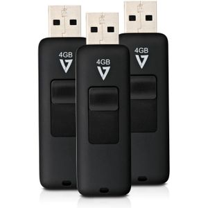 Micro SD geheugenkaart met adapter V7 VF24GAR-3PK-3E Zwart 4 GB