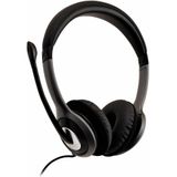 V7 HU521-2EP hoofdtelefoon, binauraal, hoofdband, zwart, zilver, audio (callcenter/kantoor, binauraal, hoofdband, zwart, zilver, knop, RoHS, CE, FCC)