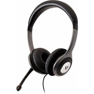 V7 HU521 Deluxe USB stereo hoofdtelefoon met microfoon, zwart/grijs