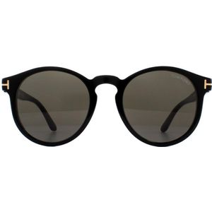 Tom Ford Round unisex glanzende zwarte grijze rook zonnebril | Sunglasses