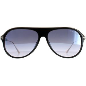 Tom Ford Aviator Heren Shiny Black and Gold Smoke Mirrored FT0624 Nicholai | Sunglasses