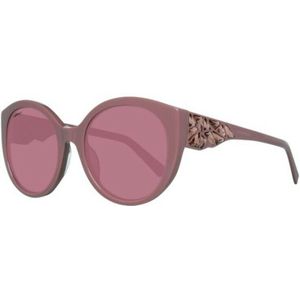 Swarovski - Ronde Zonnebril - Roze - Acetaat - Met Kristallen Details