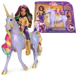 Unicorn Academy - Sophia & Regenboog Lichtmagie Wildstar - Modepop met Interactieve Eenhoorn met licht geluid en muziek