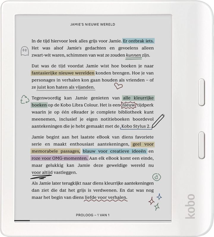 Kobo Libra Colour E reader 7 inch kleurenscherm 32GB Luisterboeken Wit