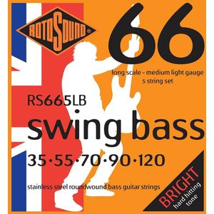 Rotosound snaren voor elektrische bas SWING 66 STAINLESS SETS 5-snaren RS665LB Stainless Medium-Light 35-120