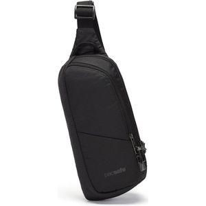 Pacsafe Vibe 150 Sling Crossbody - 2.5 L - Schoudertas - RFID-blokkerend - Anti-diefstal - Beveiligde Reistas - Waterafstotend - Festival Tas - Dubbele Beveiligingsgesp met Snelsluiting - Gerecycled Polyester - Jet Black