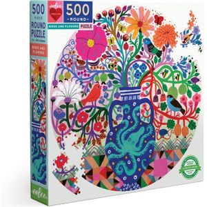 eeBoo Birds and Flowers Gerecycleerd karton - Puzzel voor volwassenen, 500 kleurrijke stukjes-PZFBDF