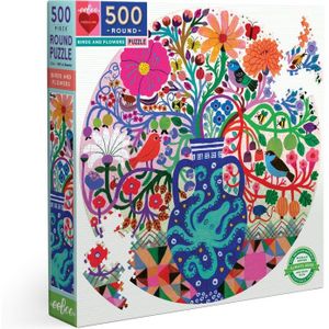 eeBoo - eeBoo's Love Round Jigsaw puzzel vogels en bloemen gerecycled karton volwassenen 500 kleurrijke stukjes - PZFBDF, 1 EA