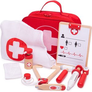 Hape Dierenarts-set, speelgoed van hout voor kinderen, draagbare dierenkliniek