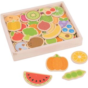 Bigjigs Houten Magneten Fruit en Groenten, 35st.