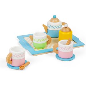 Label Label houten theeservies met naam groen | The Lollipopshop