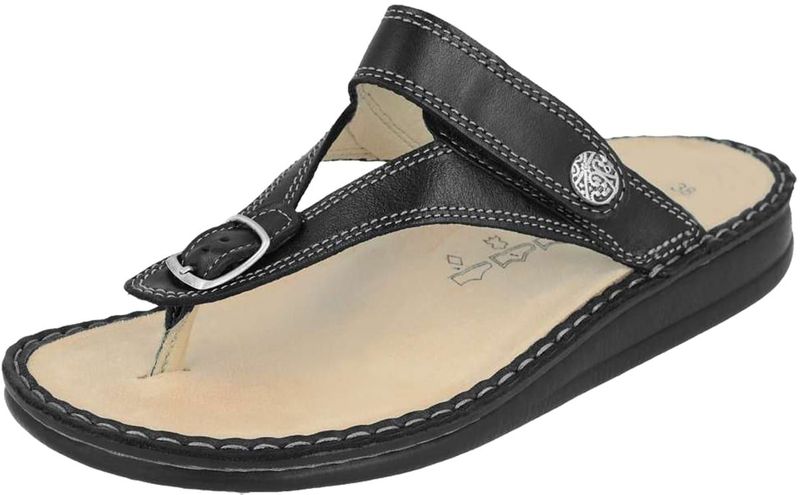 FinnComfort - Alexandria S - Teenslipper - Zwart - Wijdte H, Uitneembaar Kurken Voetbed