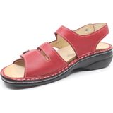 Finn Comfort - Dames Sandalen - Rood - Leer - Klittenbandsluitingen - Vervangbare Binnenzool