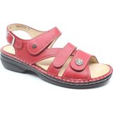 Finn Comfort - Dames Sandalen - Rood - Leer - Klittenbandsluitingen - Vervangbare Binnenzool