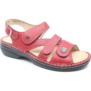 Finn Comfort - Dames Sandalen - Rood - Leer - Klittenbandsluitingen - Vervangbare Binnenzool