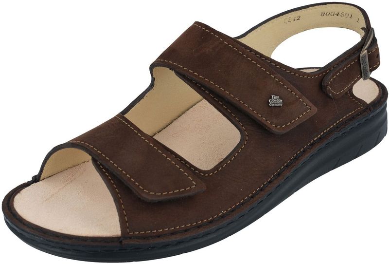 Finn Comfort BENIN 01452-751432 Bruine heren sandalen met klittenband sluiting