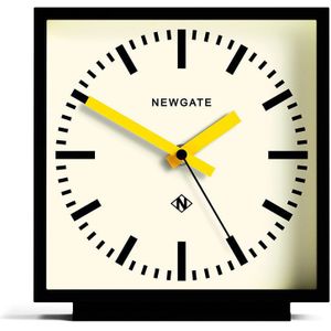 NEWGATE® Amp bureauklok | Vierkant stationsklokontwerp | Zwarte kast met gele wijzers | Moderne stijl voor bureau, tafelblad, schoorsteenmantel, plank of nachtkastje