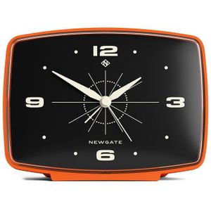 NEWGATE® Brooklyn Retro wekker, bureauwekker, rechthoekig, slaapkameraccessoires, bureauaccessoires, wekker, retro, matte afwerking, wekker, zonder tik, oranje
