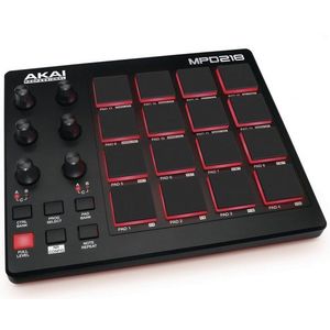 AKAI Professional MPD218 - MIDI Pad Controller, Drum Pad Machine, Beat Maker mit 16 Pads, zuweisbaren Reglern, Produktionssoftware inklusive