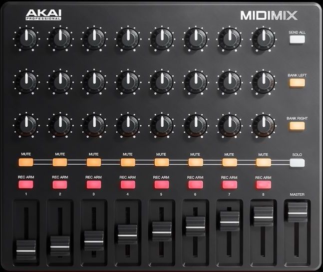 AKAI Professional MIDImix - draagbare, volledig toewijsbare MIDI mengtafel en DAW controller met 8 faders, 1 masterfader, 24 toewijsbare knobs en 16 buttons met 1 op 1 mapping met Ableton Live