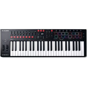 M-AUDIO Oxygen Pro 49- USB MIDI keyboardcontroller met 49 toetsen met beatpads, toewijsbare MIDI knobs,buttonsenfaders en softwaresuite inbegrepen, Native Instruments Sound Package (NKS Integration)