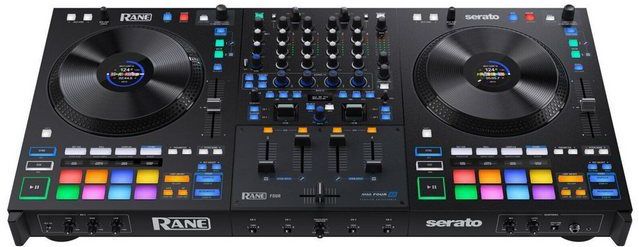 Rane FOUR DJ-Controller Met 4 Kanalen - 8.5-Inch Jogwielen Met Displays, DJ-Mixer Met Interne FX, Serato DJ Pro en Pitch 'n Time DJ Inbegrepen
