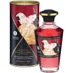 Shunga - Verwarmende Olie - Om Van Het Lichaam Te Likken - Strawberry Wine