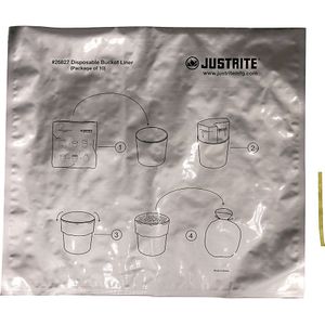 Justrite Speciale aluminium afvalzakken voor staande asbakken, inhoud 17 l, h 457 mm, aluminiumkleuren, VE = 50 stuks