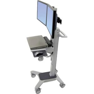 Ergotron Neo-Flex® Dual WideView WorkSpace PC/monitor-trolley 2-voudig 25,4 cm (10) - 55,9 cm (22) Grijs Toetsenbordhouder, Roteerbaar