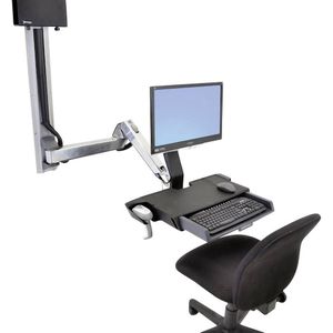 Ergotron StyleView Sit-Stand Combo System with Worksurface, 14,5 kg, 61 cm (24""), 75 x 75 mm, 100 x 100 mm, Aluminium