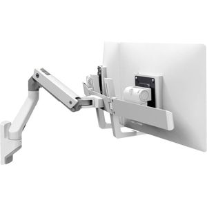 Ergotron HX Dual Monitor Wall Mount Arm - Montageset (handvat, scharnierarm, wandhouder, 2 draaien, bevestigingsmateriaal, scharnier, uitbreidingspoort) voor 2 monitoren - wit - schermgrootte