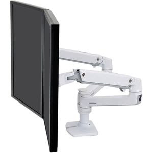 Ergotron - Dubbele Monitorarm LX - Wit - Voor 2 Beeldschermen Tot 27 Inch Met Tafelklem