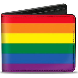 Buckle-Down - Portemonnee met twee kleppen, PU-gesp, regenboogvlag voor heren, Meerkleurig, Buckle-down Portemonnee van PU met twee kleppen, vlag Pride Rainbow