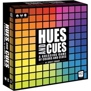 The OP Usaopoly | Hues and Cues Bordspel in het Engels voor het Hele Gezin | Partyspel voor 3-10 Spelers | Levendige Kleurraden | Verbind Aanwijzingen van 480 Kleuren